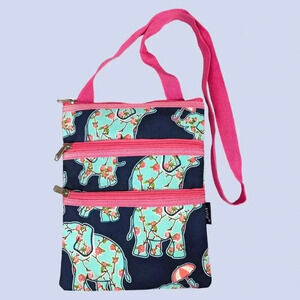 Pink & Blue Elephant Shoulder Bag